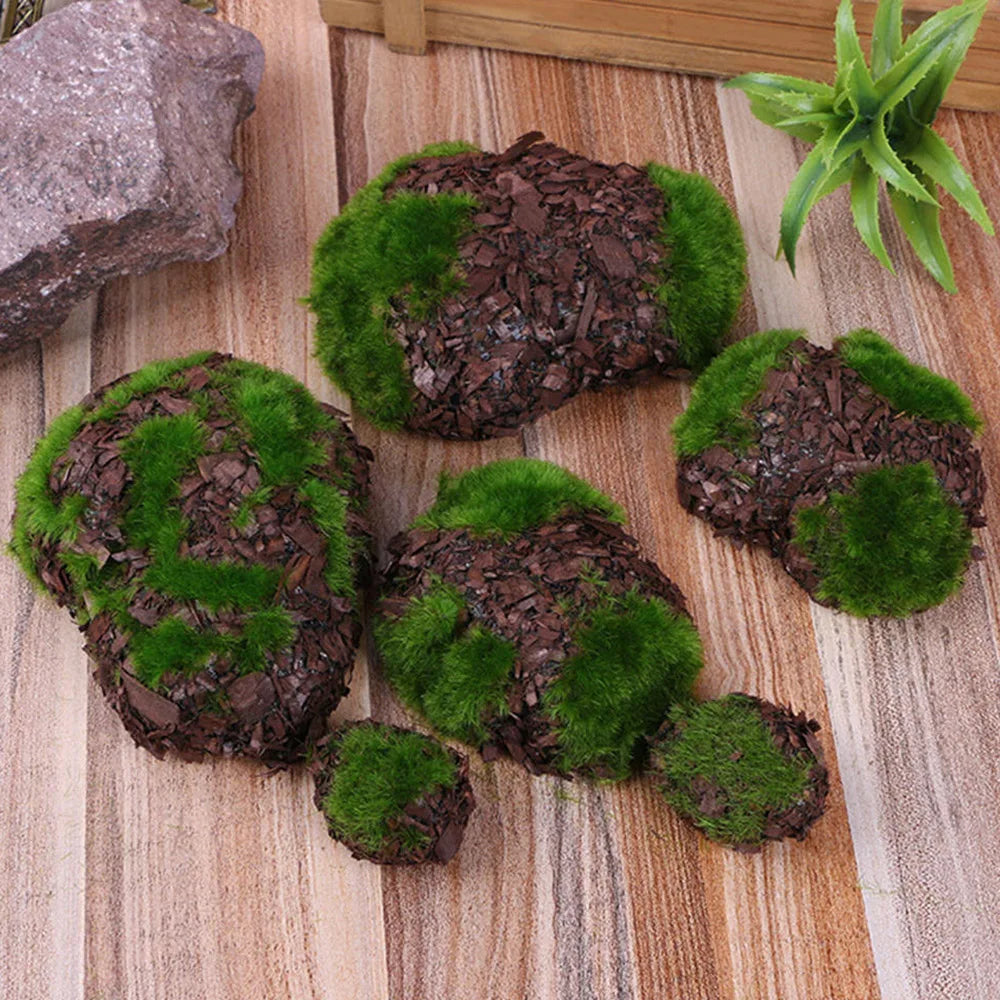 6pcs/Pack Artificial Green Moss Stones