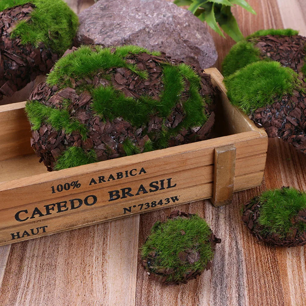 6pcs/Pack Artificial Green Moss Stones