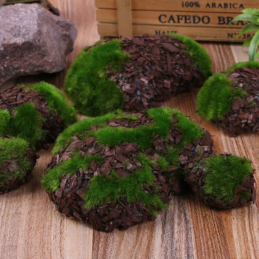 6pcs/Pack Artificial Green Moss Stones